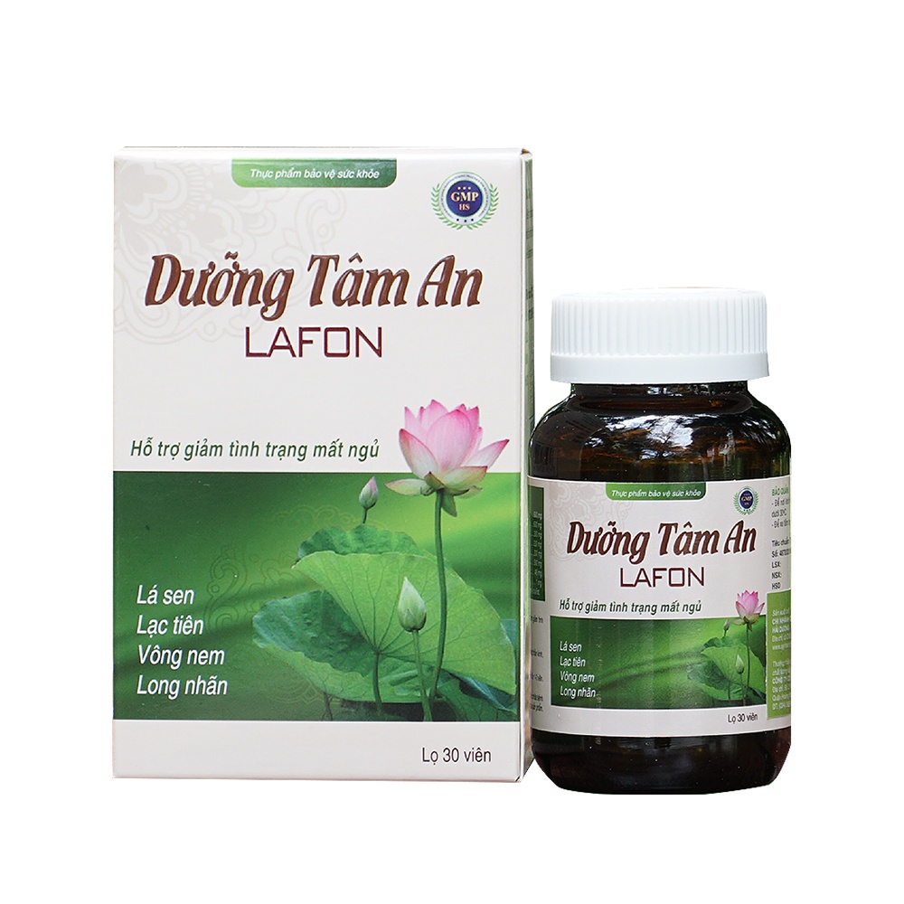 Mất ngủ Dưỡng tâm an Lafon thuốc ngủ hỗ trợ ngủ ngon cho người khó ngủ giúp ngủ ngon và sâu giấc, Hộp 30 viên