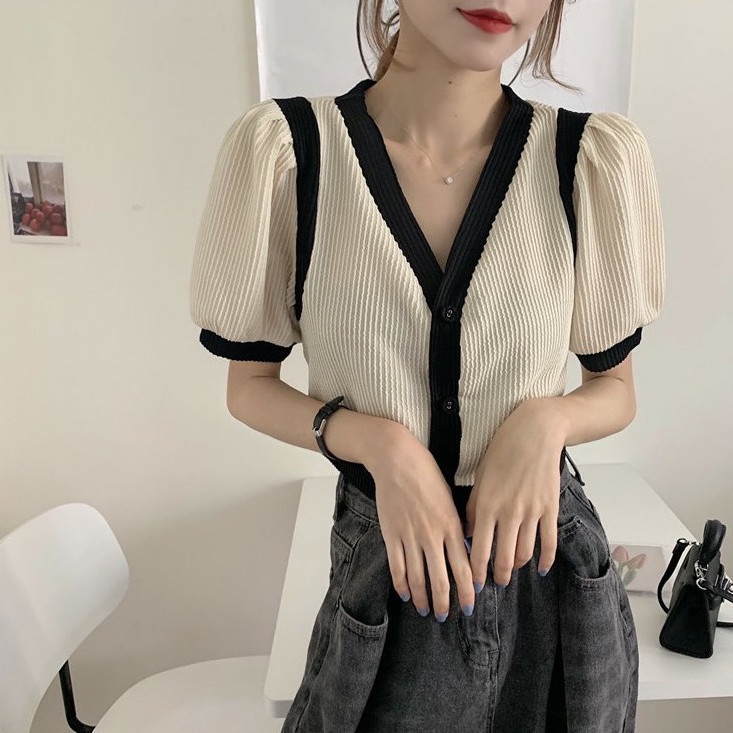 B&amp;G Áo Sơ Mi Tay Phồng Dáng Rộng Thời Trang Mùa Hè 2022 Áo phông Nữ JL-TX-141