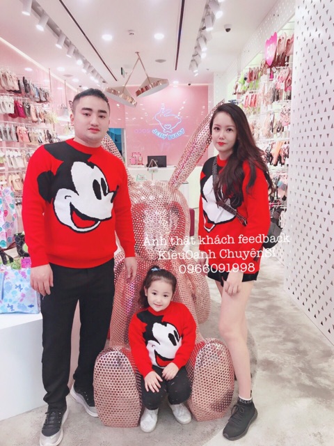 Áo len gia đình mickey, tom and jerry diện Tết quá chuẩn hàng QC dày dặn