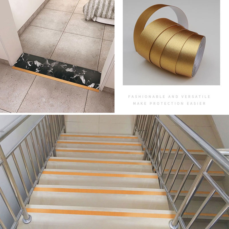 Cuộn Băng Keo PVC Dán Cầu Thang Màu Đen / Vàng / Bạc Chống Thấm Nước
