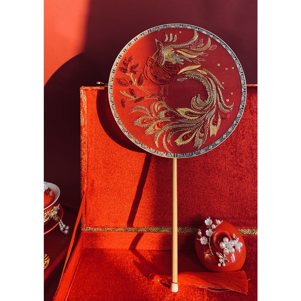 Thêu Handmade/ kit nguyên liệu thêu quạt, thanh lịch, quạt thêu tay, phụ kiện chụp ảnh, trang trí- bách hóa na na