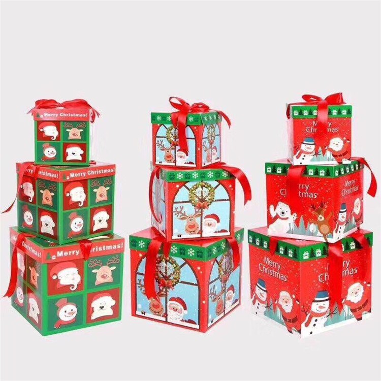 Set 3 hộp quà Noel cỡ lớn dùng để tặng quà hoặc để trang trí gốc cây thông Giáng Sinh | BigBuy360 - bigbuy360.vn