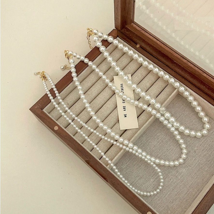 Dây chuyền nữ vòng cổ ngọc trai nhân tạo phong cách sang trọng hạt 4-6-8-10mm