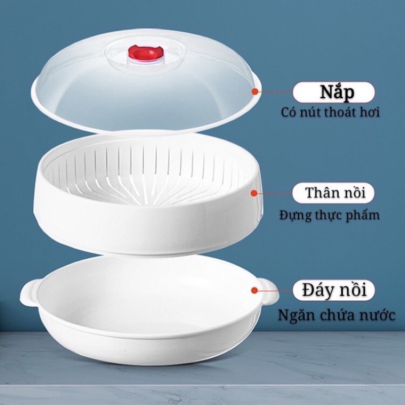 Khay hấp lò vi sóng, vỉ hấp bánh bao đa năng Việt Nhật