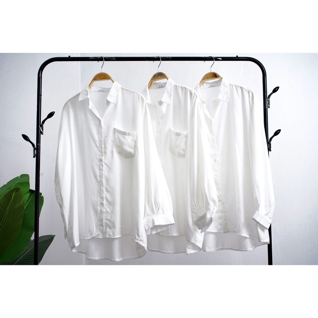 Áo sơ mi trắng nữ dài tay dáng rộng kiểu sáng basic | BigBuy360 - bigbuy360.vn