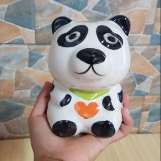 Gấu trúc ngồi tiết kiệm - gốm sứ cao cấp