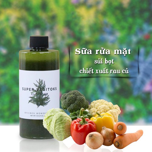 [CHÍNH HÃNG] Sữa Rửa Mặt Rau Củ Giúp Dưỡng Ẩm, Làm Dịu Da Byvibes Super Vegitoks Cleanser 300ml [Xanh]