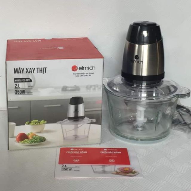 Máy xay thịt Cao cấp ELmich FCE- 3528 - cối thủy tinh, dung tích 2 lít