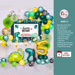 [Banner kèm tên bé] Set trang trí sinh nhật Khủng Long Siêu Yêu, Sinh nhật bé trai AR017