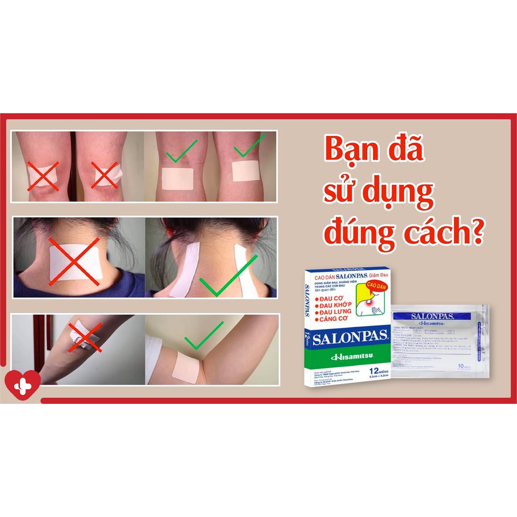 Cao dán Salonpas giảm đau hộp 12 miếng, cao dán giảm đau cơ, đau khớp