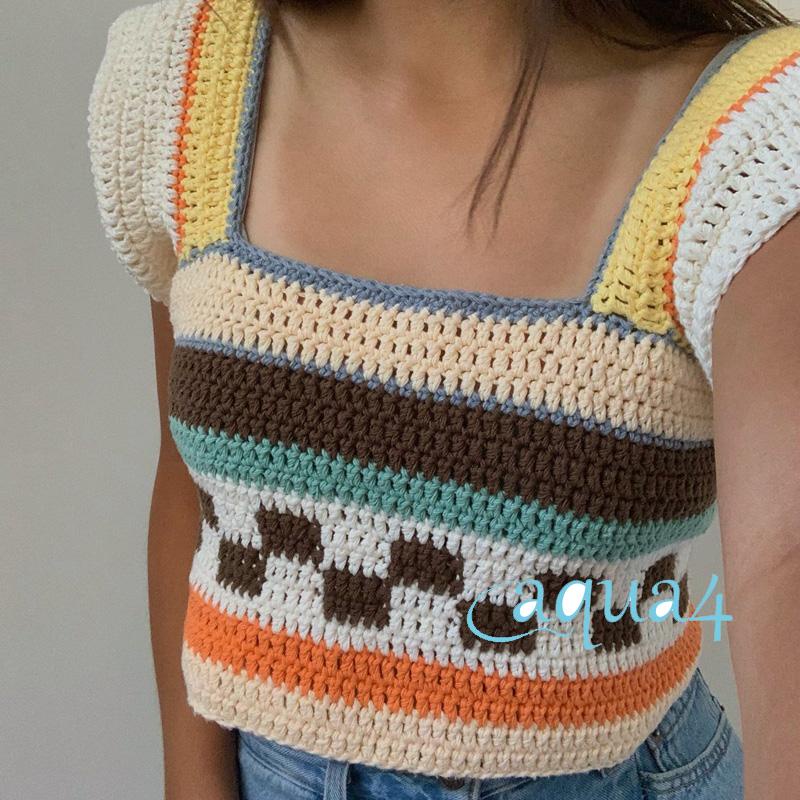 Áo Len Croptop Cổ Vuông Viền Bèo Dễ Thương Y2K