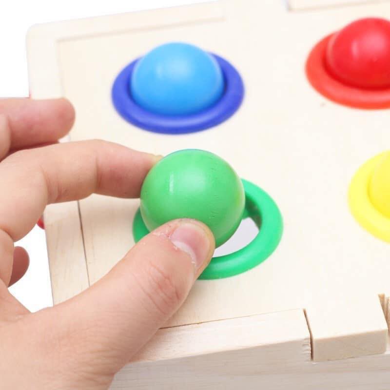 Hộp Thả Hình Đập Bóng Bằng Gỗ Giúp Bé Học Hình Khối Màu Sắc