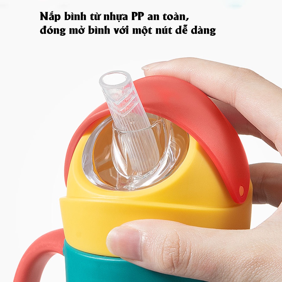 Bình uống nước AMOBABY 568 - Chính Hãng cho bé tập uống chống sặc 240ml POLLY KID