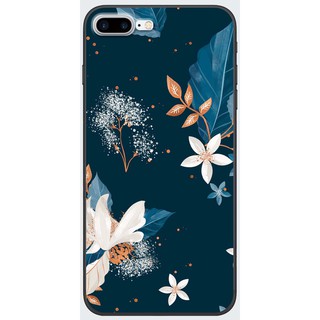 Ốp lưng IPhone 7 Plus, 8 Plus in hình Hoa trắng nền xanh