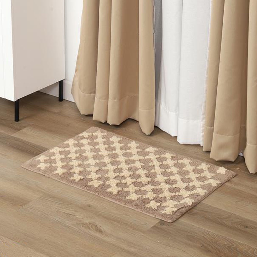 HomeBase HLS Thảm lót sàn lau chân phòng tắm cotton có keo xịt phía dưới chống trơn trượt SS-PINE W45xH70xD1 màu nâu