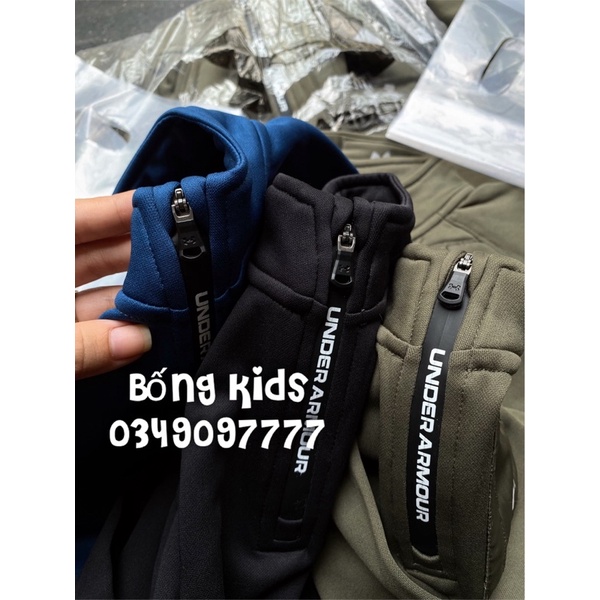 Bộ Nỉ Bé Trai Thể Thao Cổ Zip UA
