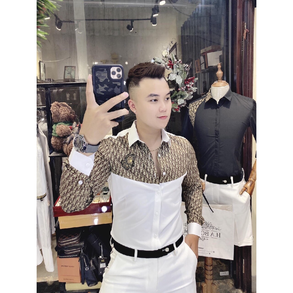 Áo sơ mi nam chữ D 2 màu thời trang siêu hot | BigBuy360 - bigbuy360.vn