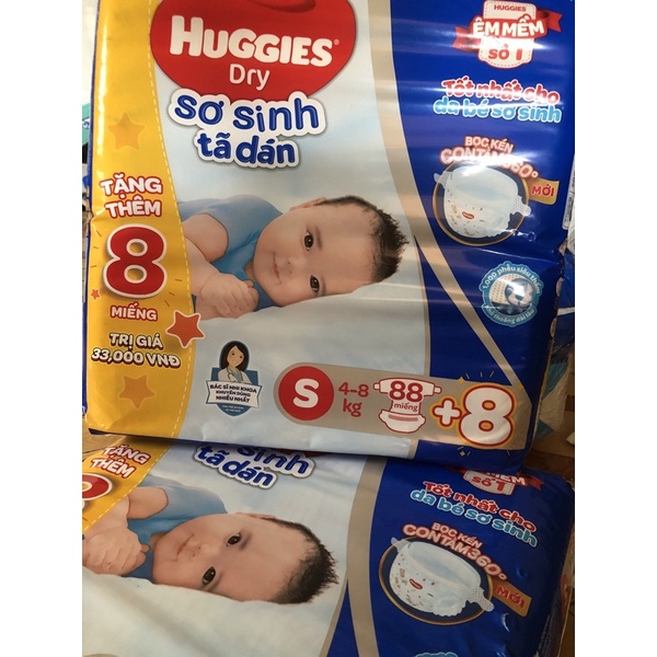 Tã dán huggies size S88 tặng 8 miếng (bọc kén con tằm)