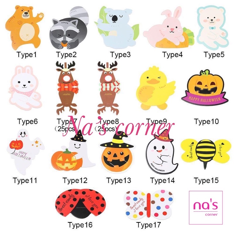 Thẻ giấy hình dễ thương ngộ nghĩnh trang trí kẹo mút