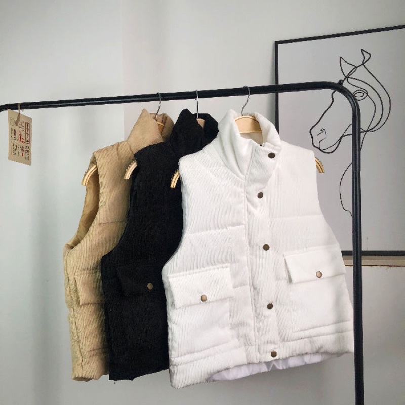 Áo phao gile nhung ,áo khoác nhung tăm (size vừa khách tham khảo muốn rộng nhỉnh size) sẵn | BigBuy360 - bigbuy360.vn