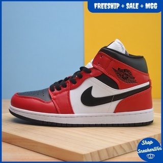 Giày thể thao Air Jordan 1 Mid Chicago Toe cổ cao siêu đẹp dành cho nam nữ