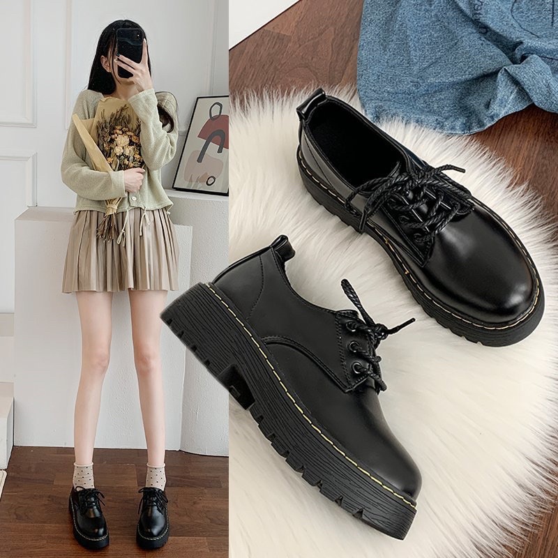 Giày Oxford nữ DA ĐẸP thấp cổ mũi tròn phong cách Retro Ulzzang Hàn quốc - tunime store GiàyS522