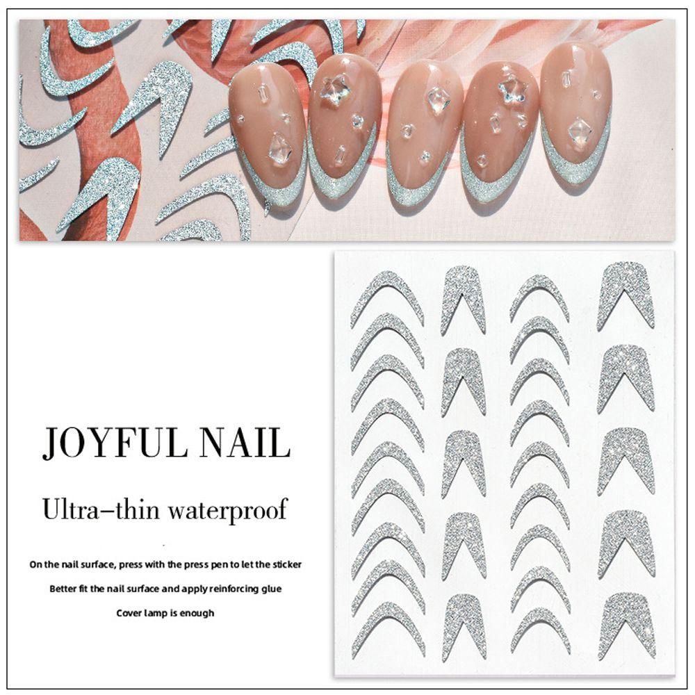 Miếng Dán Trang Trí Móng Tay Họa Tiết Kẻ Sọc / Hình Học 3D Sáng Tạo