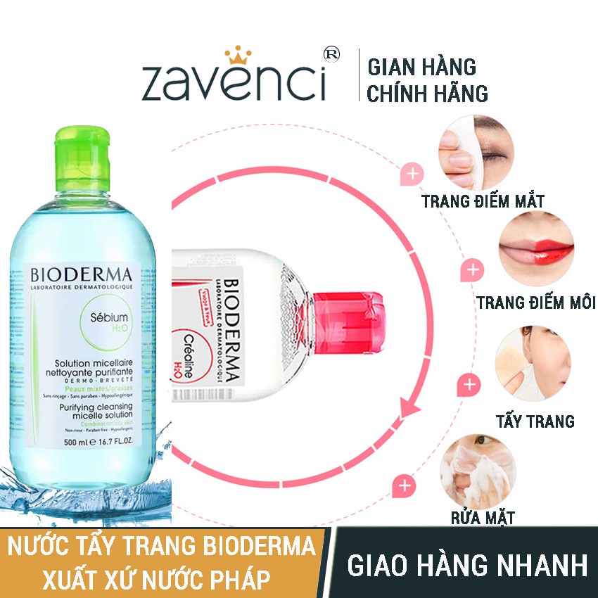 Nước Tẩy Trang TT09234475 BIODERMA Sensibio H2O Làm Sạch Da Không Cần Rửa Lại Với Nước (500ml)