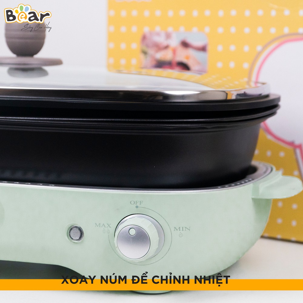 Nồi lẩu nướng đa năng Bear DHG-C40D5 Sube004 cho gia đình, bếp lẩu nướng 3 khay tích hợp tiện dụng BH CHÍNH HÃNG 18 TH