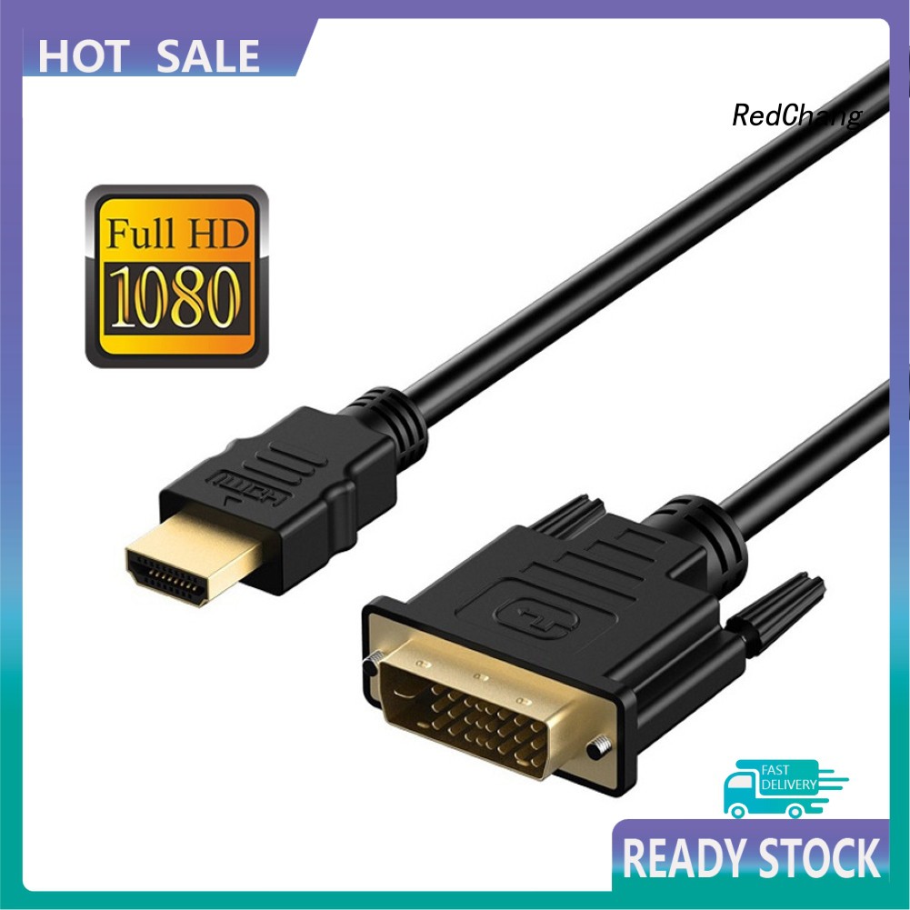 -SPQ- HDMI to DVI Cable Adapter 24+1 Pin Male 1080P Converter Wire Cord for TV Laptop