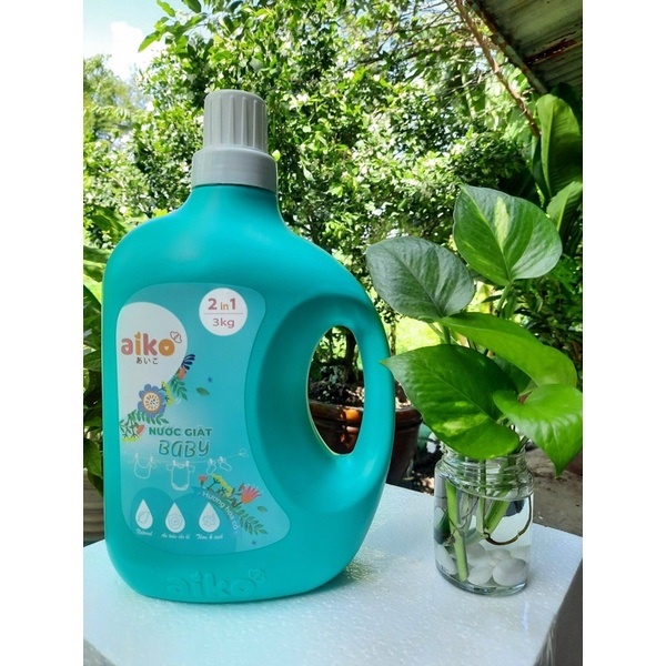Nước Giặt Xả 2in1 AIKO can 3000ml - An Toàn cho Bé