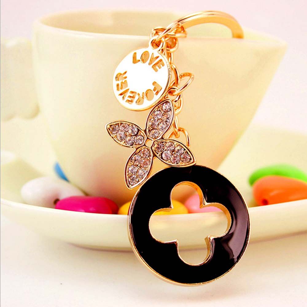 Móc Khóa Hình Cỏ Bốn Lá Bằng Kim Loại Tráng Men Nhiều Màu Thời Trang Cho Nữ