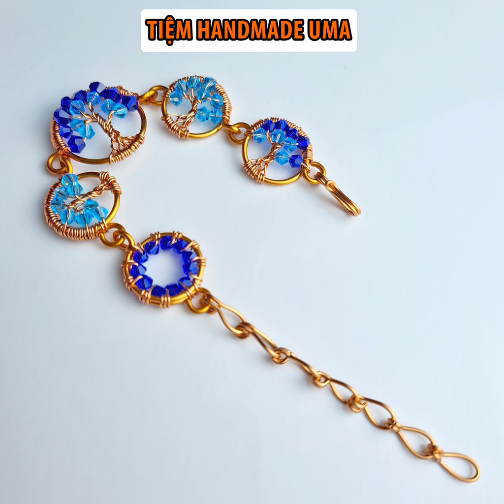 Vòng tay handmade phong thủy tree of life đính đá xanh đại dương cho nữ | BigBuy360 - bigbuy360.vn