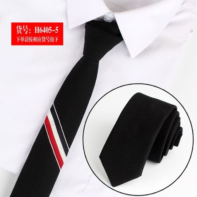 Cà Vạt 5cm Họa Tiết Kẻ Sọc Màu Đen / Xám Phong Cách Hàn Quốc Thời Trang Công Sở Cho Nam Và Nữ