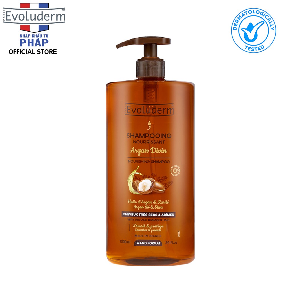 Dầu gội dành cho tóc rất khô và bị hư tổn Evoluderm Shampoing Nourrissant Argan Divin 1000ml-15269