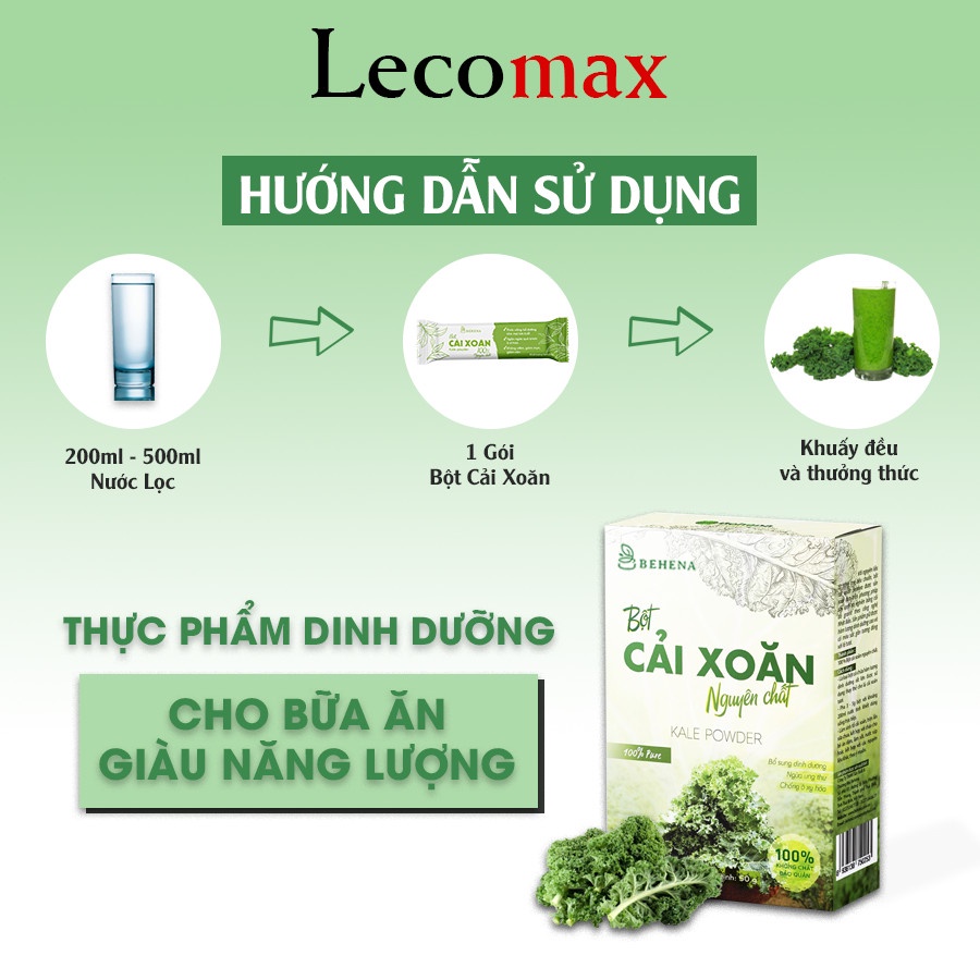 Bột cải xoăn kale behena ăn dặm cho bé nguyên chất phát triển trí não cho bé Lecomax LMB03