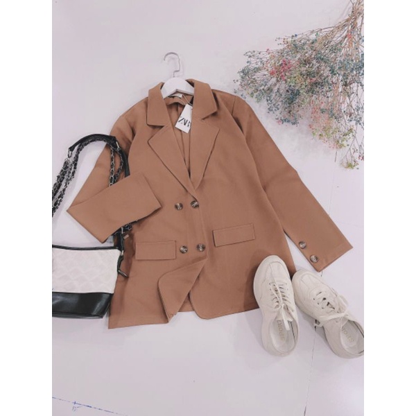 áo khoác blazer vest nâu (hình chụp thật)