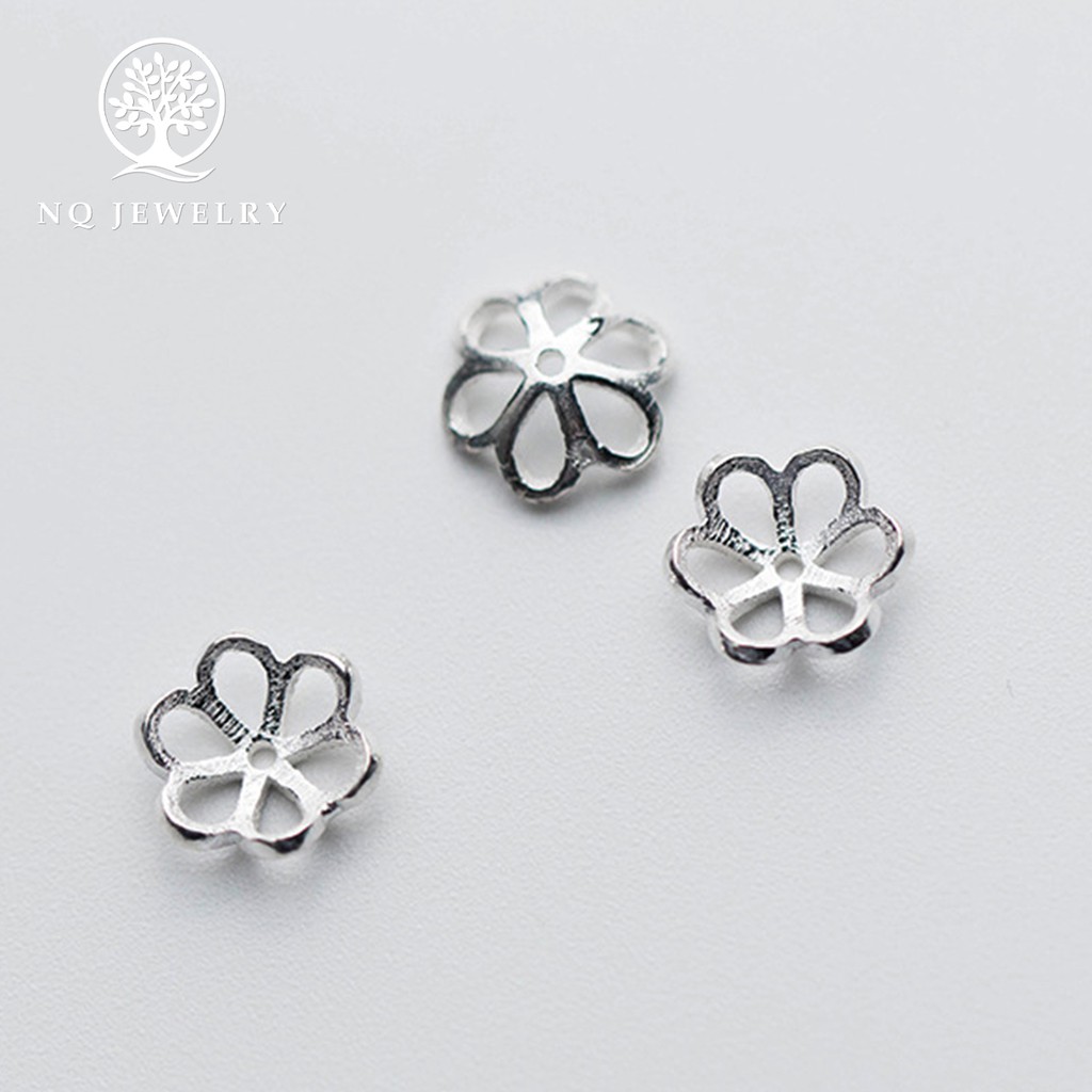 Charm bạc trắng chụp hạt hoạ tiết hoa văn - NQ Jewelry