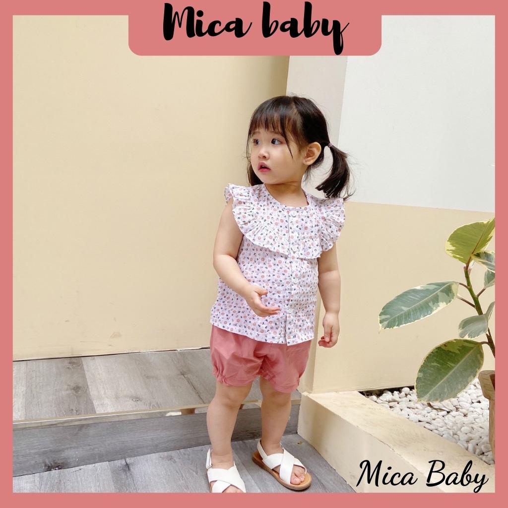 Bộ quần áo cộc tay cho bé cổ yếm họa tiết họa nhí điệu đà đáng yêu Mica baby QA15