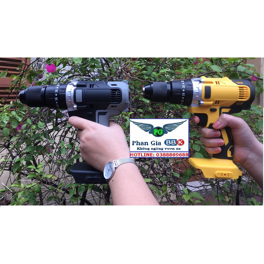 Thân máy khoan pin có búa 13mm, 3 chế độ, Chân pin phổ thông, bảo hành 1 năm