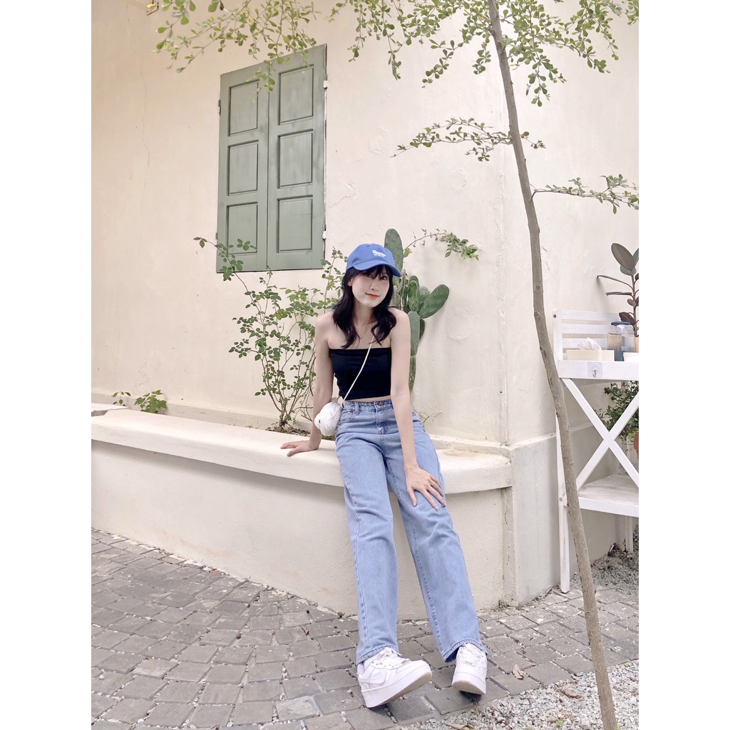 Quần jeans ống suông cạp có móc cài QB216 LOLLIE STUDIO | BigBuy360 - bigbuy360.vn