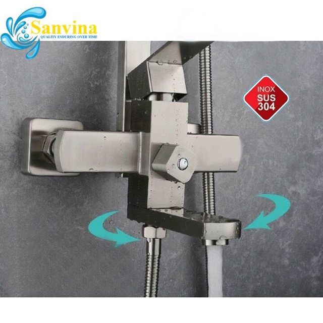 Bô sen cây tắm đứng vuông nóng lạnh inox 304 CAO CẤP Sanvina