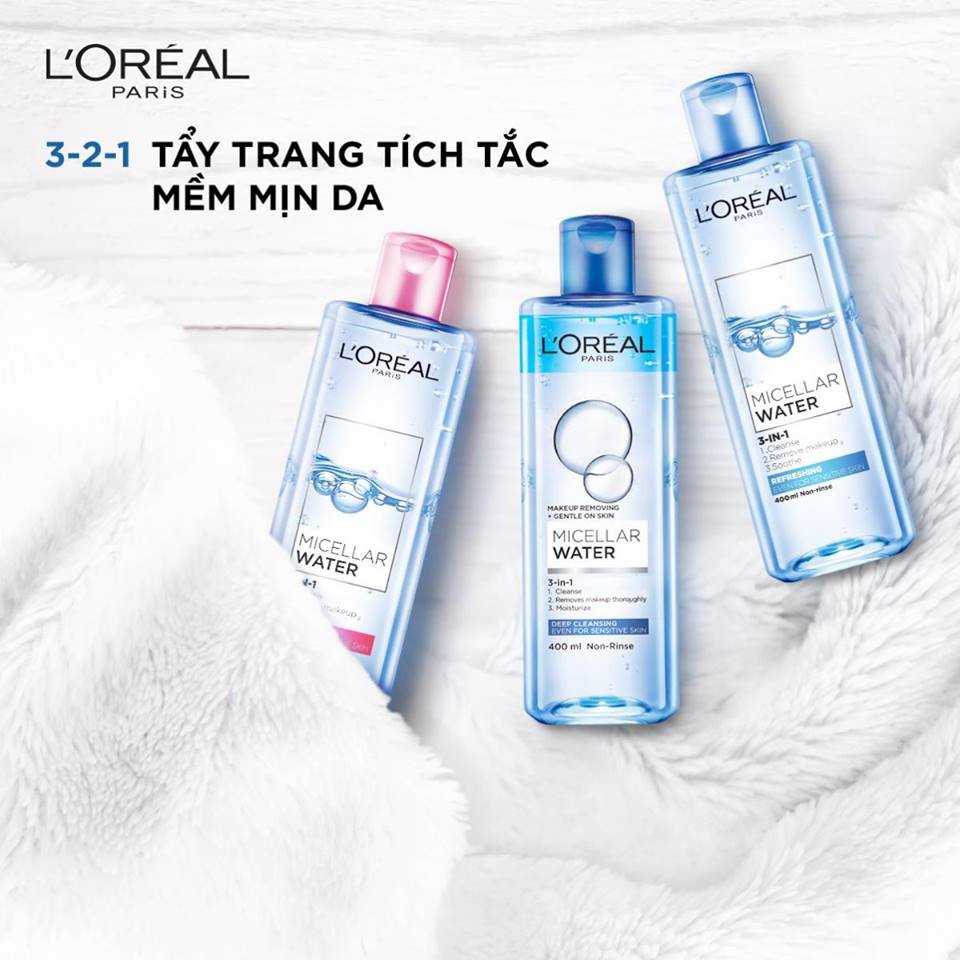 Nước tẩy trang LOreal Paris 3-in-1 Micellar Water 400ml