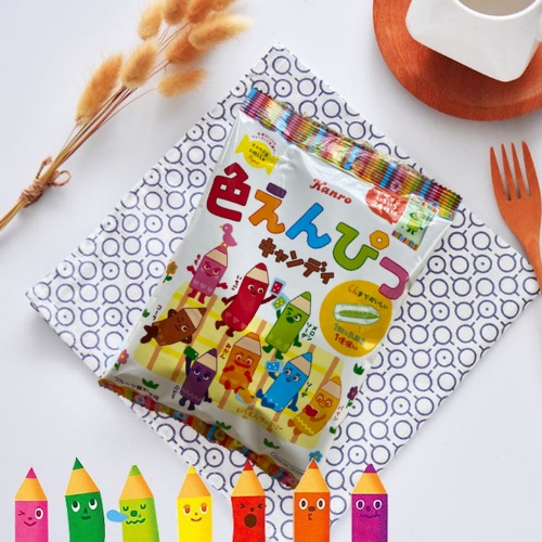 Kẹo bút chì trái cây sắc màu Kanro ,Kẹo trái cây cho bé đủ 6 vị - 80gr date 6/2024