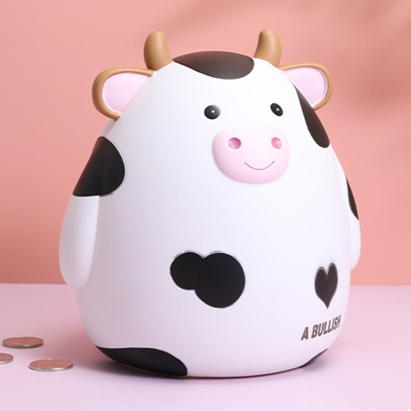 Hộp Đựng Tiền Tiết Kiệm Bằng Vinyl Hình Bò Hoạt Hình Sáng Tạo Trang Trí Phòng Ngủ/Phòng Bé