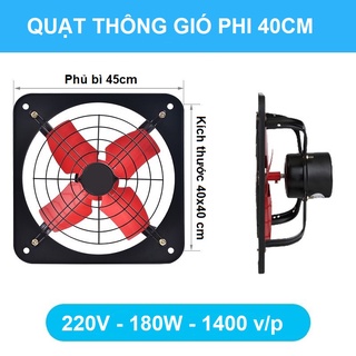 Quạt hút thông gió 40x40cm - Quạt hút mùi siêu mạnh - Thông gió nhà xưởng, bếp ăn