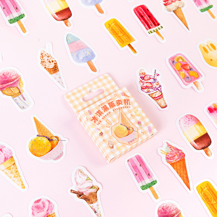 Set 46 Miếng Dán Hình Trang Trí Hình Kem Xinh Xắn