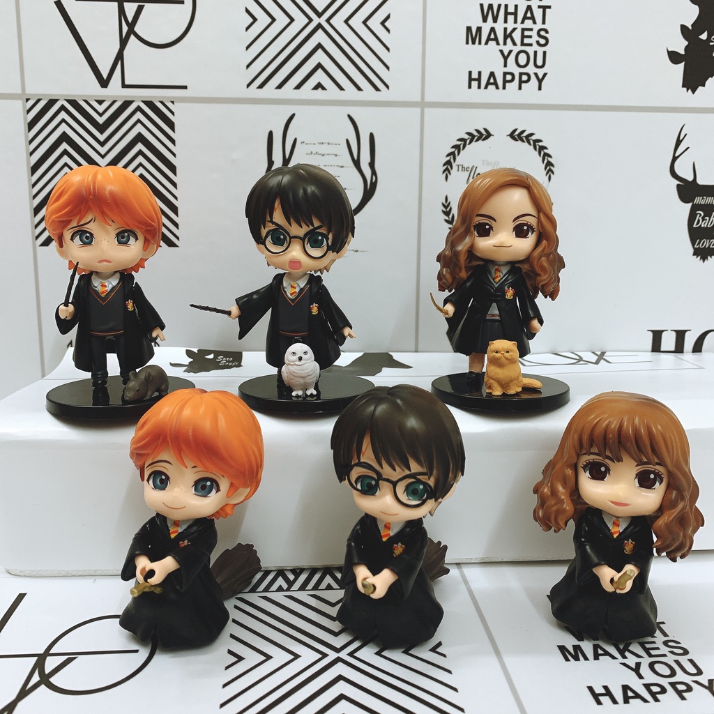 Bộ sưu tập mô hình 6 nhân vật Harry Potter phong cách Chibi cao 10cm siêu cute