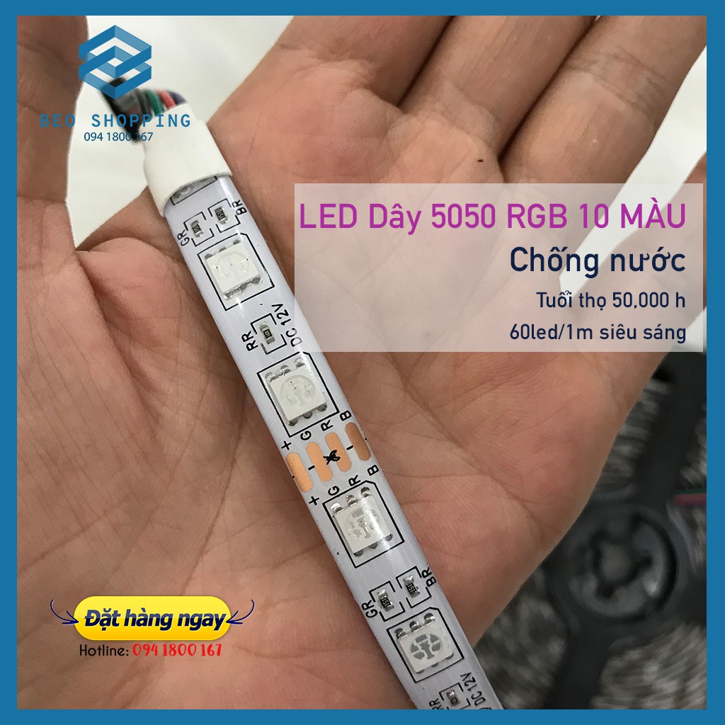 Dây LED RGB  5050 độ dài 5M quay tiktok, video, livestream bán hàng, trang trí xe hơi, nhà