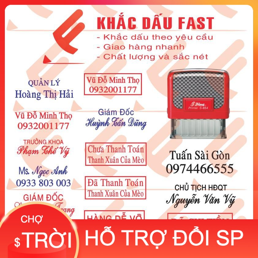 [Nowship] Khắc Con Dấu 1-2 Dòng Shiny S852 - 14 x 38mm